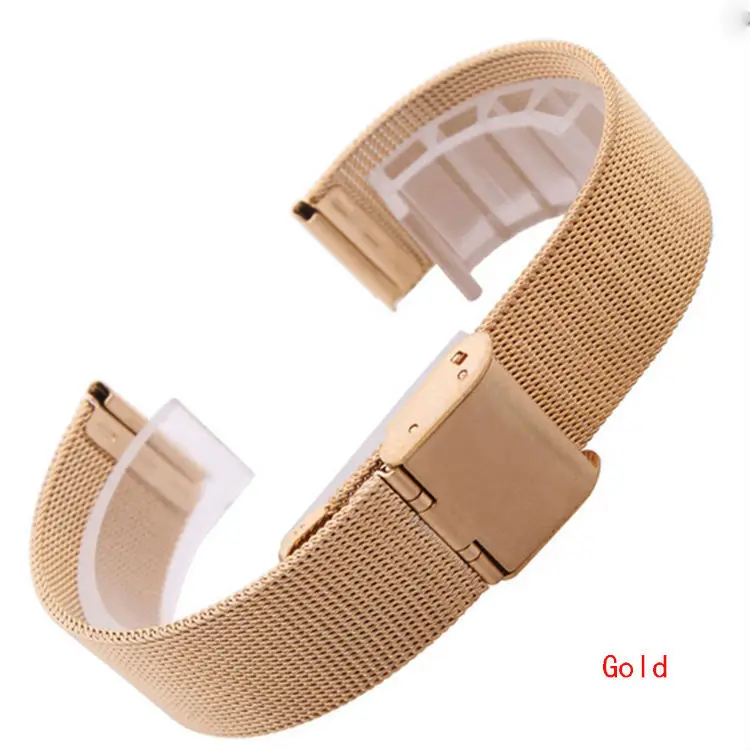 Wholesale Watchband Stylish Stainless Steel Watch Mesh Bracelet Accessories Band Gold folding Clasp Buckle 18mm 20mm 22mm 24mm