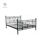 Wooden Slats Metal Bed Frame Queen Size Slatted Bed Base