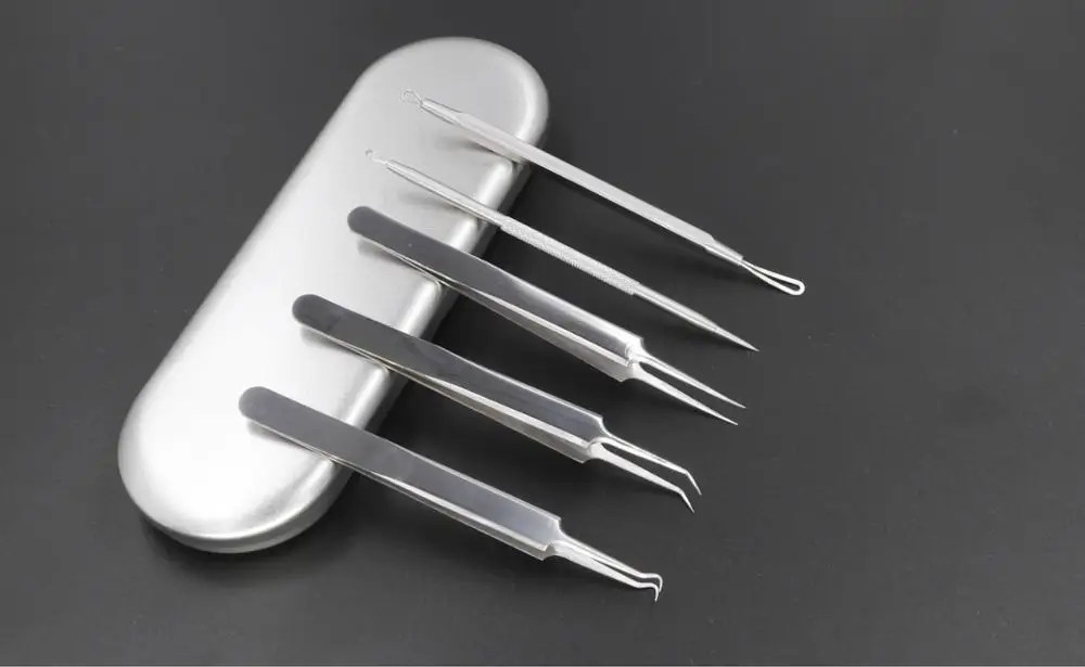 5 piece stainless steel needle acne acne blackhead acne clip tool suit spot wholesale tin acne needle
