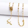 Gold S Steel Long Chain Necklace Heart Religious Rhinestone Women Necklace