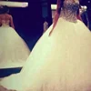 NE011 China Factory Sell Bling Bling Crystal Sweetheart Wedding Dresses White Tulle princess Vestido De Noiva Ball Gowns