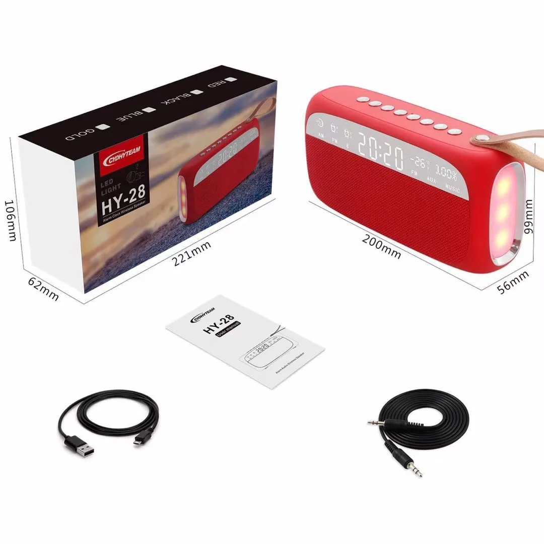 HY-28 mini alarm clock bluetooth speaker with led light - ANKUX.COM