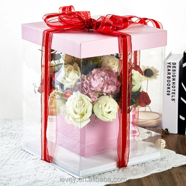 stocked luxury wholesale paper plastic flower packaging gift box