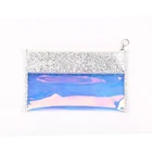 Multi functional shining clutch bag, translucence leather laser zipper handbag for women