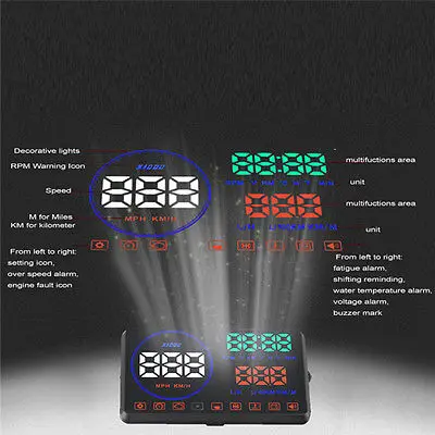 5.5'' Universal OBD2 HUD Head Up Display Car With Mirror Link Power Window Kit Car Speed Indicator