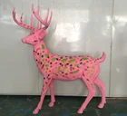 Lifesize Fiberglass Animal Statues Colorful Deer Sculpture