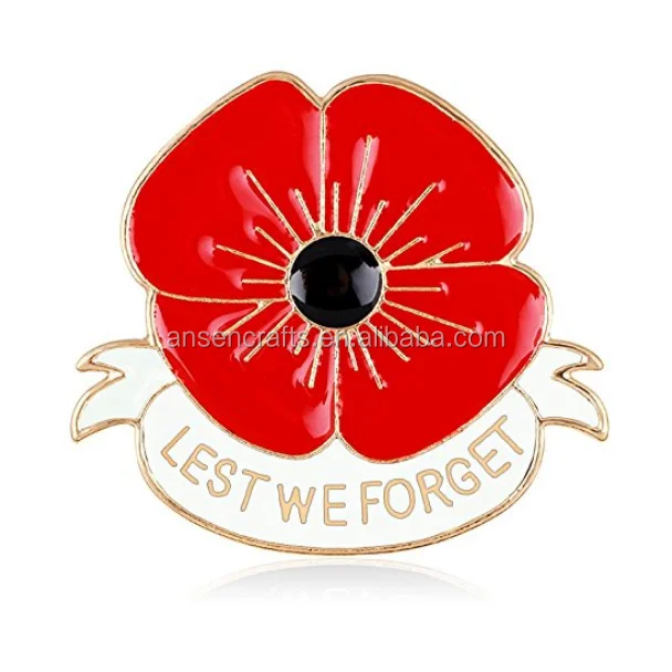 day gift poppy brooch pins lest we forget flower badge broach