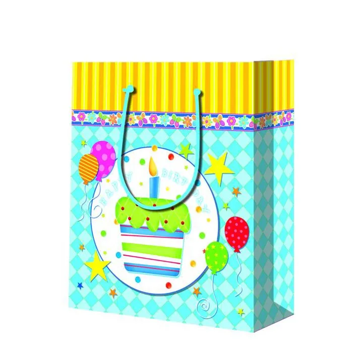 New Style White Square Bottom Accurate Christmas Birthday Paper Bag With Character
