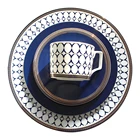 JC crockery dinnerware set gold plated bone china dinner set with tea cups and saucers