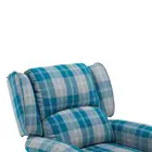 European Style Velvet Fabric Grid Pattern Wooden Legs Dining Design Adjustable Recliner Sofa Armchair