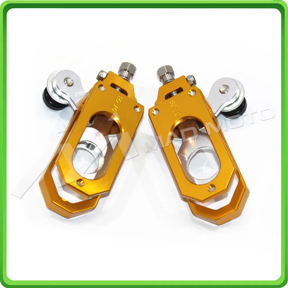 Motorcycle Chain Tensioner Adjuster with bobbins kit for Yamaha R6 YZF-R6 2011 2012 2013 2014 2015 2016 Gold&Silver (4)