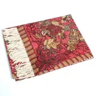 blue background white leaf pashmina shawl
