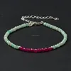 Stone Jewelry CB49051Amazonite & Dyed Jade Faceted Small Beads Bracelets,1.2 Inch Extend Chain