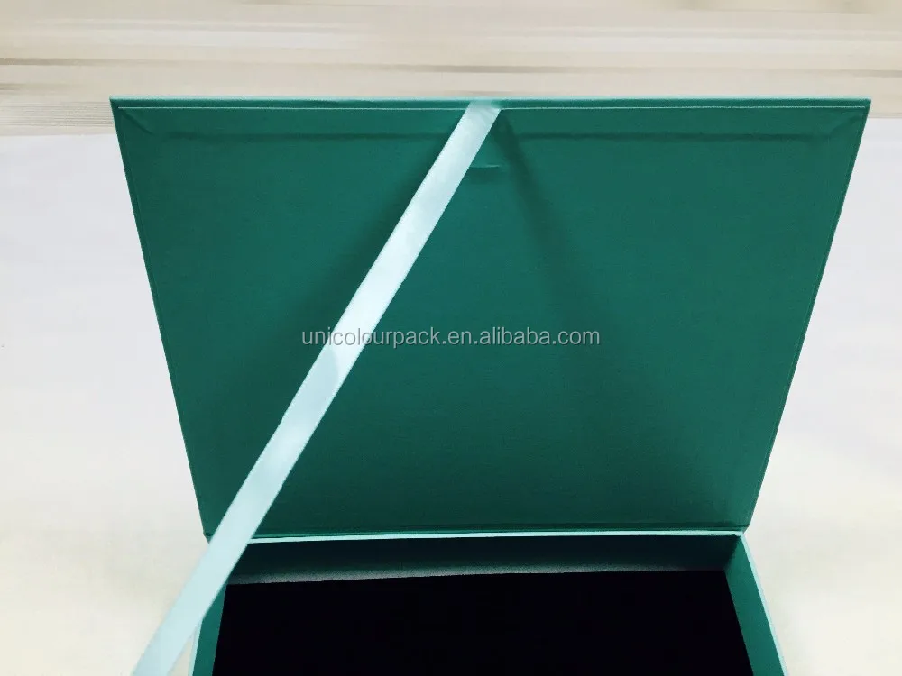 light green cardboard jewelry box custom with ribbon closure
