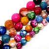 Natural Faceted Colorful Fire Agate Stone Round Beads for Jewelry Making Diy Bracelets