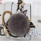2018 news fancy fur keychain real fox fur pompoms keychain handbag