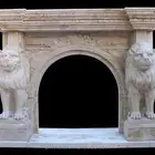Natural stone black antique marble fireplace with lion head