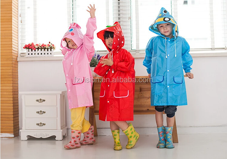 wholesale funny candy color duck car cheap kids rain coats gift