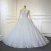 Amanda Novias Cap Sleeve Lace Applique Fluffy Ball Gown Illusion Wedding Dress