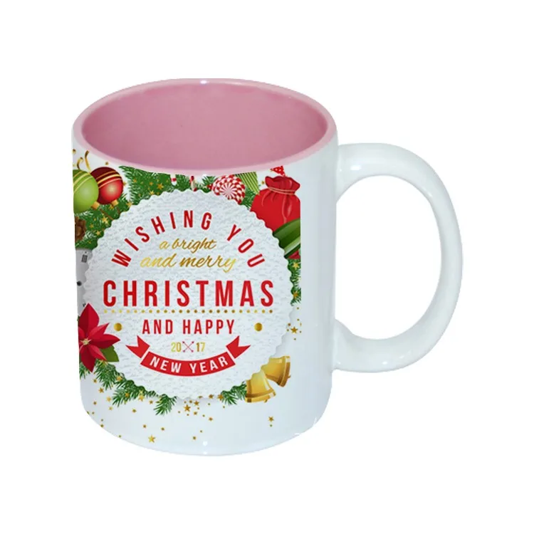cheap 11oz sublimation blank ceramic coffee color mug pink