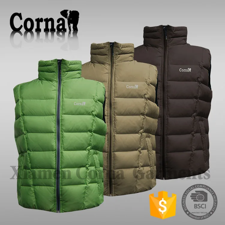 Sleeveless stain resistant fashion 100% polyester down feather men winter outdoor active men's waistcoat for wholesales