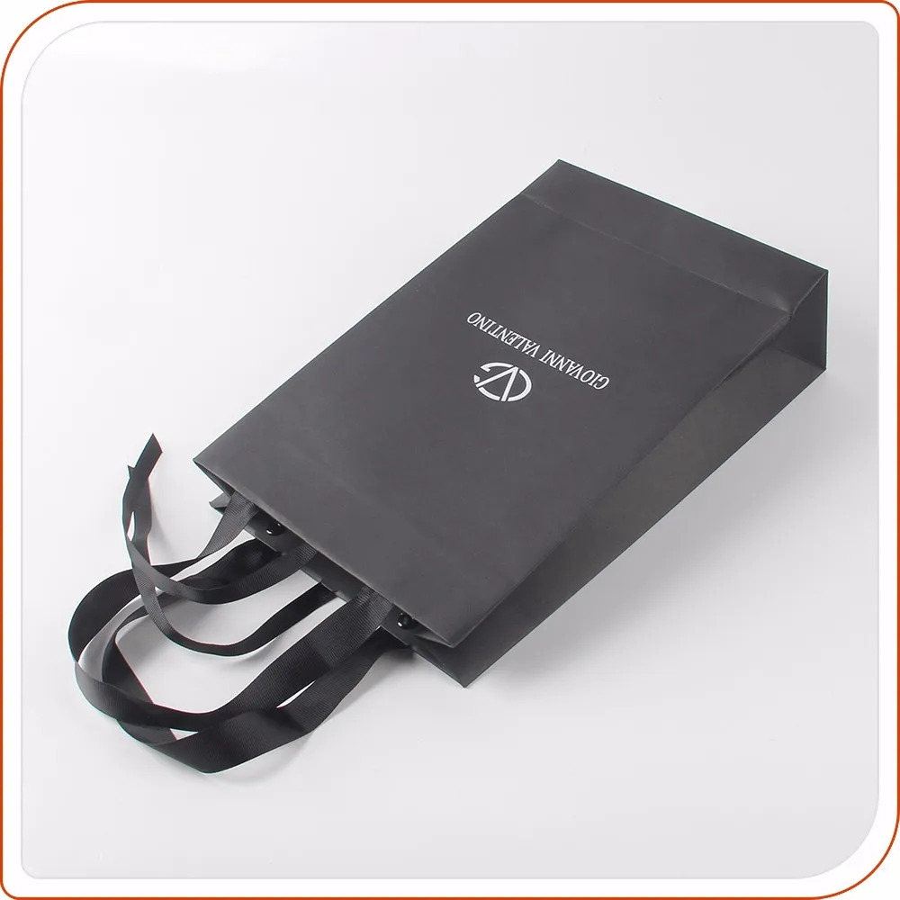 shopping gift paper bags jewelry packaging with ribbon handle