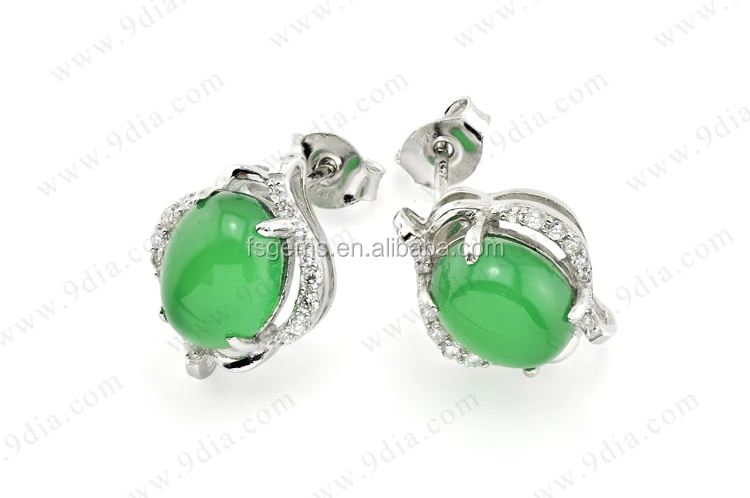 G1S003104A Wholesale 925 Sterling Silver Rose Gold Plated Hetian Jade Cabochon Jewelry Setting