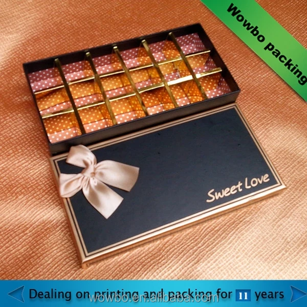 high end golden cardboard paper chocolate box with lid