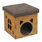 Portable Indoor Wooden KD Cat Dog Kennel Pet House Ottoman