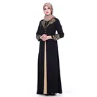 Zakiyyah Z180502 Islamic Clothing Turkish Abaya Kimono With Embroidery Design Thickened Chiffon Black color In Dubai