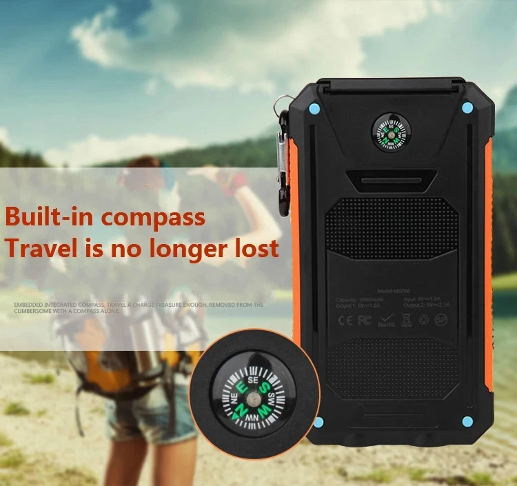 Solar Charger with Urgent Power Bank Compact Durable Waterproof Charges Cell Phone Power Bank While Outdoor Traveling - ANKUX.COM