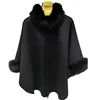 Winter Fashion Real Cashmere Fox Fur Shawl Poncho For Women
