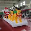 Christmas sitting santa claus double Deer pull carts inflatable outdoor Christmas decorations