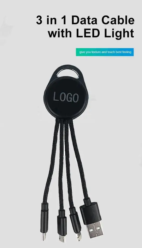 New Design 1M/2M/3M/Customized Micro USB 3 in 1 Data Cable For iPhone Mobile Phone - ANKUX.COM