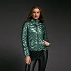 Custom lady winter comfy down jacket shiny oem
