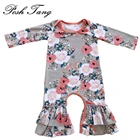 Wholesale Baby jumpsuit infant toddlers cotton pajama floral ruffle long sleeve icing leg pajama romper