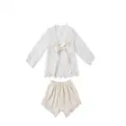 Fashion Kids Baby Girls Outfits Flower Embroidered Clothes Shirt Tops +Tutu Dress Two-pieces Sets Outfit