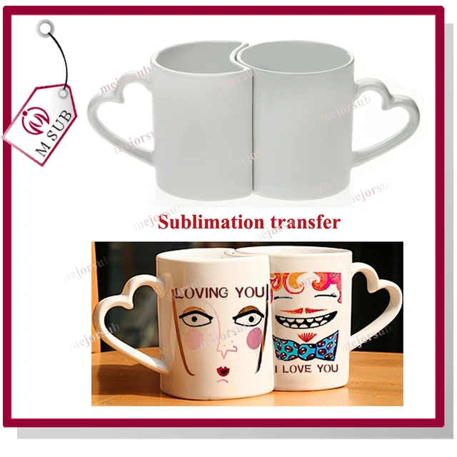 handle sublimation blank valentine cup diy ceramic couple mug