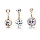 3 PCS 14G 316L Steel CZ Body Piercing Jewelry Navel Belly Button Ring