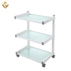 2017 beauty salon equipment glass shelf facial salon trolley wholesale