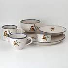 Ancient Antique Old Rustic Style Arabic Middle East Ceramic Stoneware Pottery Dinnerware Tableware Dinner Sets