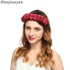 Wholesale Wedding Bridal Fabric Flower Garland Wreath Charming Red Rose Flower Headband Women Hair Accessories