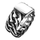 Marlary Finger Art Antique Retro Wide Stainless Steel Ring Punk Biker Jewelry