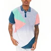 basic style adult men color block striped cotton polo t shirt