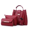 Cheap fashion lady luxury genuine leather 3 piece set tote bag hand bag women shoulder bag ladies handbag set in china