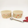 Decorative Flower pattern printed stoneware pudding bowl / ceramic creme brulee ramekin bowl