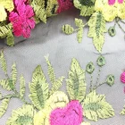 New design flower embroidered mesh fabric 2017 embroidery designs flower lace