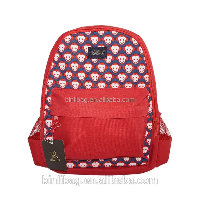 high capacity cartoon red monkey school backpack bag for