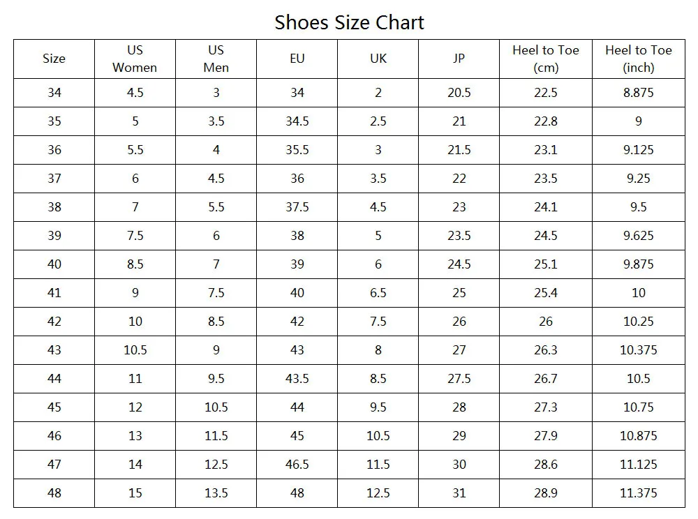shoes size