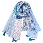 Wholesale Spring Autumn Ladies Plaid Print Tassel Muslim Scarf